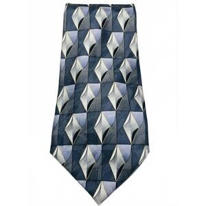 Vintage Kilburne and Fisck Fine Clothiers Blue Geometric Men's Neck Tie Staining
